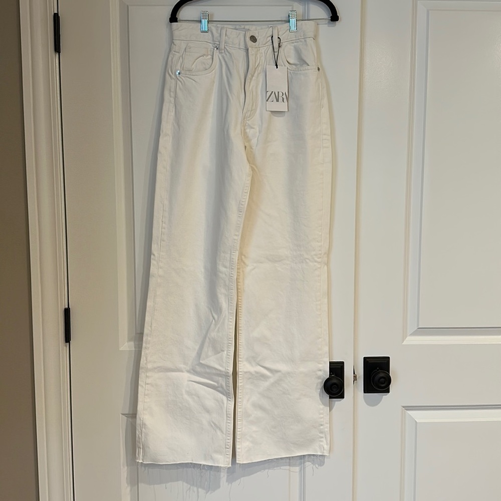 NWT Zara cream wide leg jeans